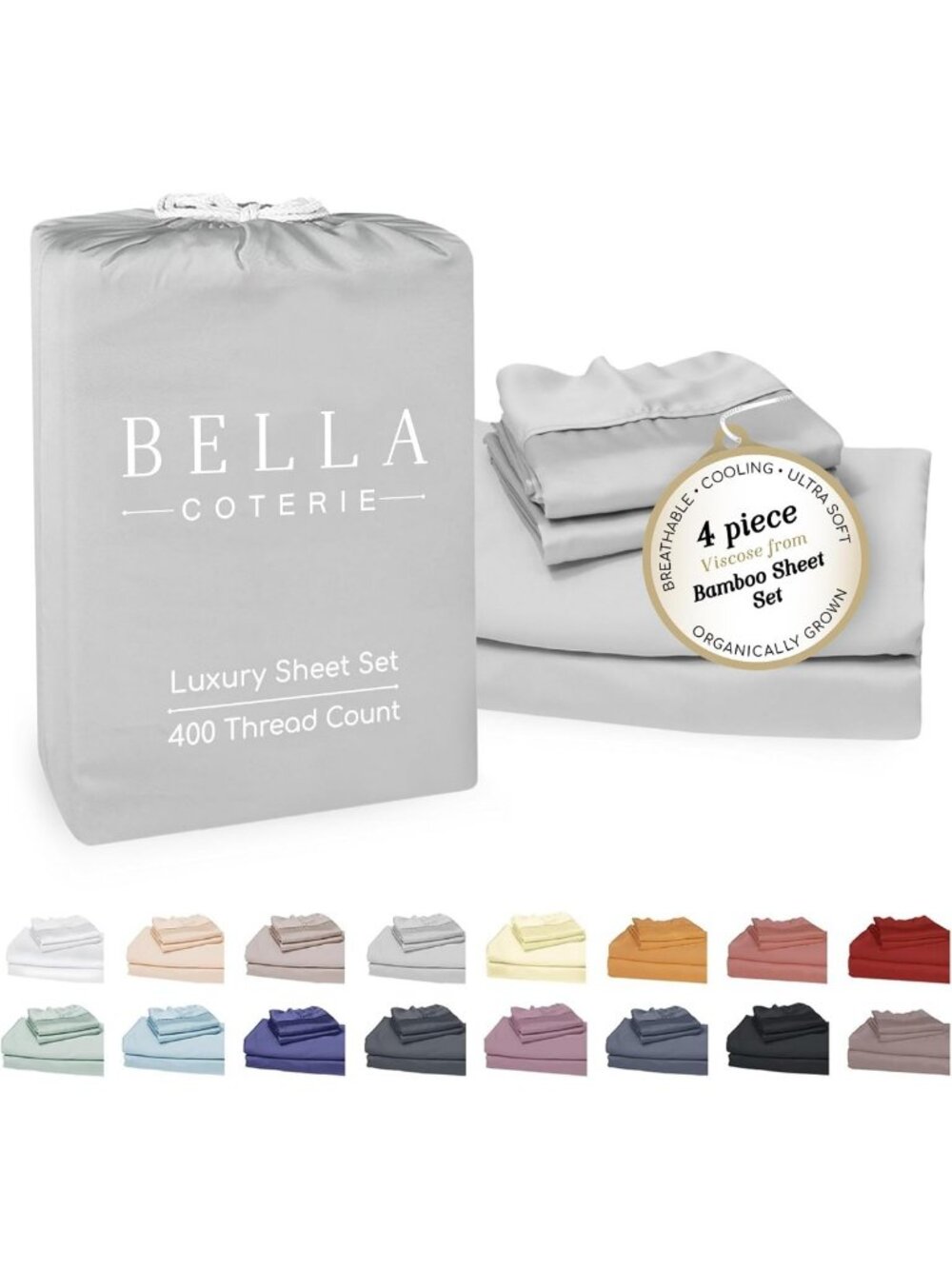 Luxury Bamboo Viscose Queen Sheet Set - Soft, Eco-Friendly Bedding Essentials